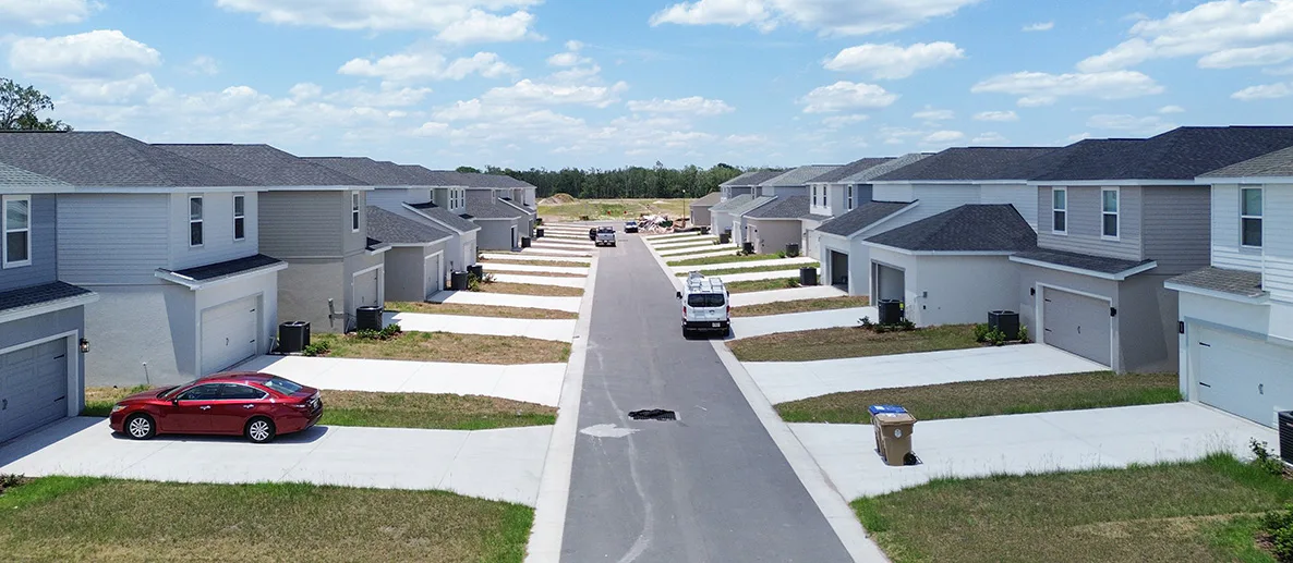 Alley with garages at The Crossings in St. Cloud